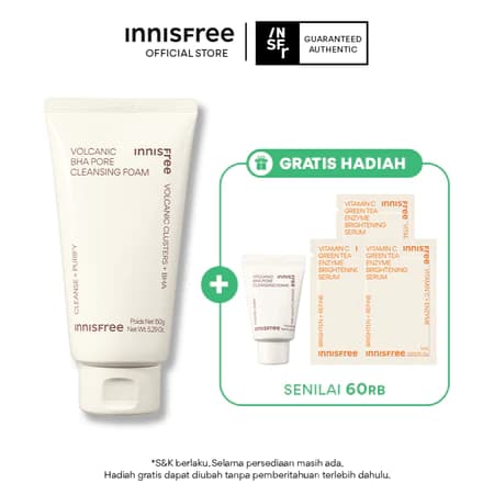 Buy 1 Get 4 Innisfree Volcanic BHA Pore Cleansing Foam 150gr Set Bundle - Sabun Cuci Wajah untuk Kulit Kombinasi Berminyak