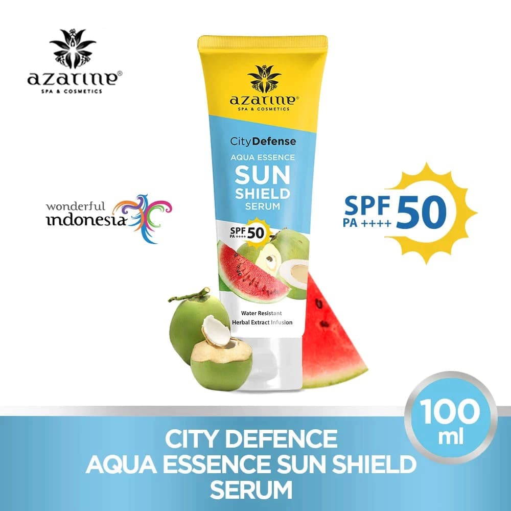 【NEW&BPOM】Azarine City Defense Aqua Essence Sun Shield Serum SPF50 PA++++ 100ml